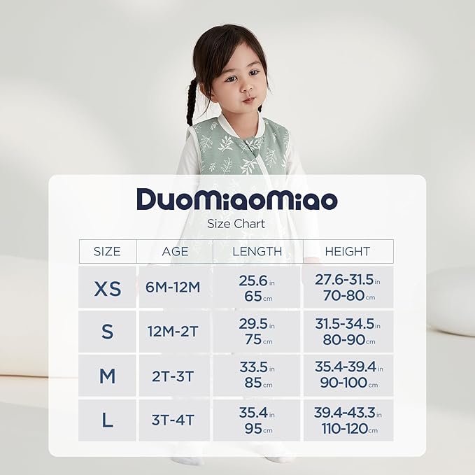 Duomiaomiao 2.5 TOG Toddler Sleep Sack 36-48 Months 100% Cotton Winter Side Open Zipper Baby Sleep Sack with Feet, Warm Toddler Wearable Blanket