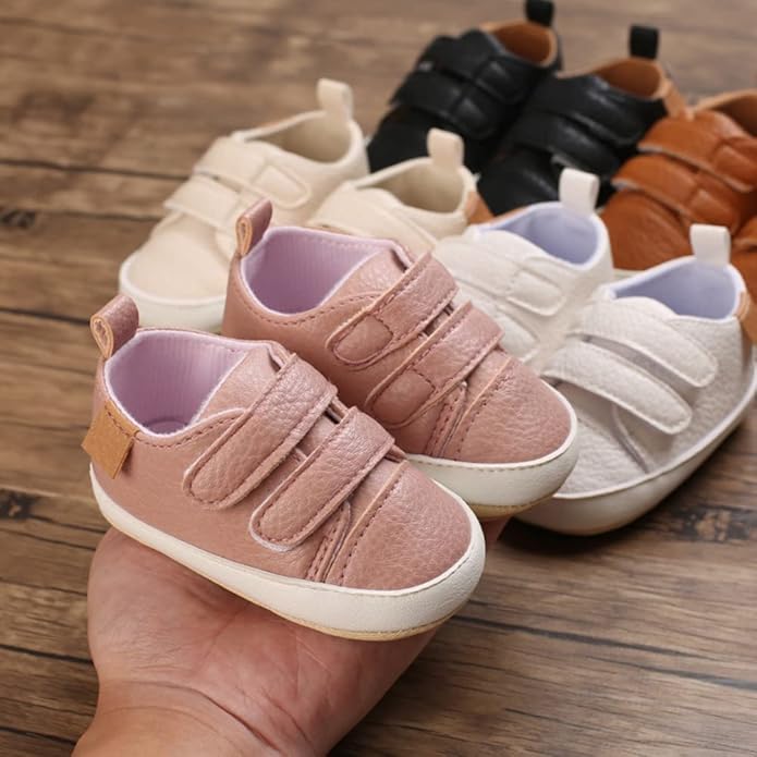 Clowora Baby Boys Girls Shoes Non-Slip Rubber Sole Sneakers Infant First Walking Toddler Crib Shoes Newborn Loafers Flats.