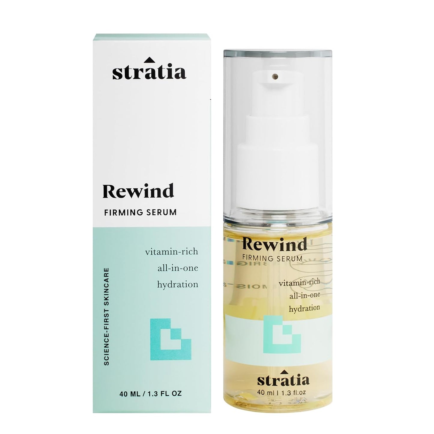 Stratia Rewind Firming & Hydrating Serum with Hyaluronic Acid & Niacinamide - Moisturizes & Evens Skin Tone with DMAE for Smooth, Plump Skin, 1.3 Fl Oz