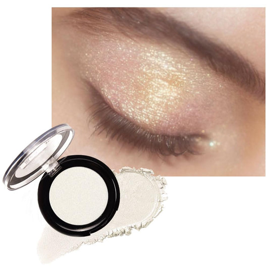 Monochrome Powder Eyeshadow Palette Makeup,Gold Natural Neutral Single Shimmer Eye Shadow for Older Women,Buildable Sparkly Eye Finish,Long Lasting Naturing-Looking