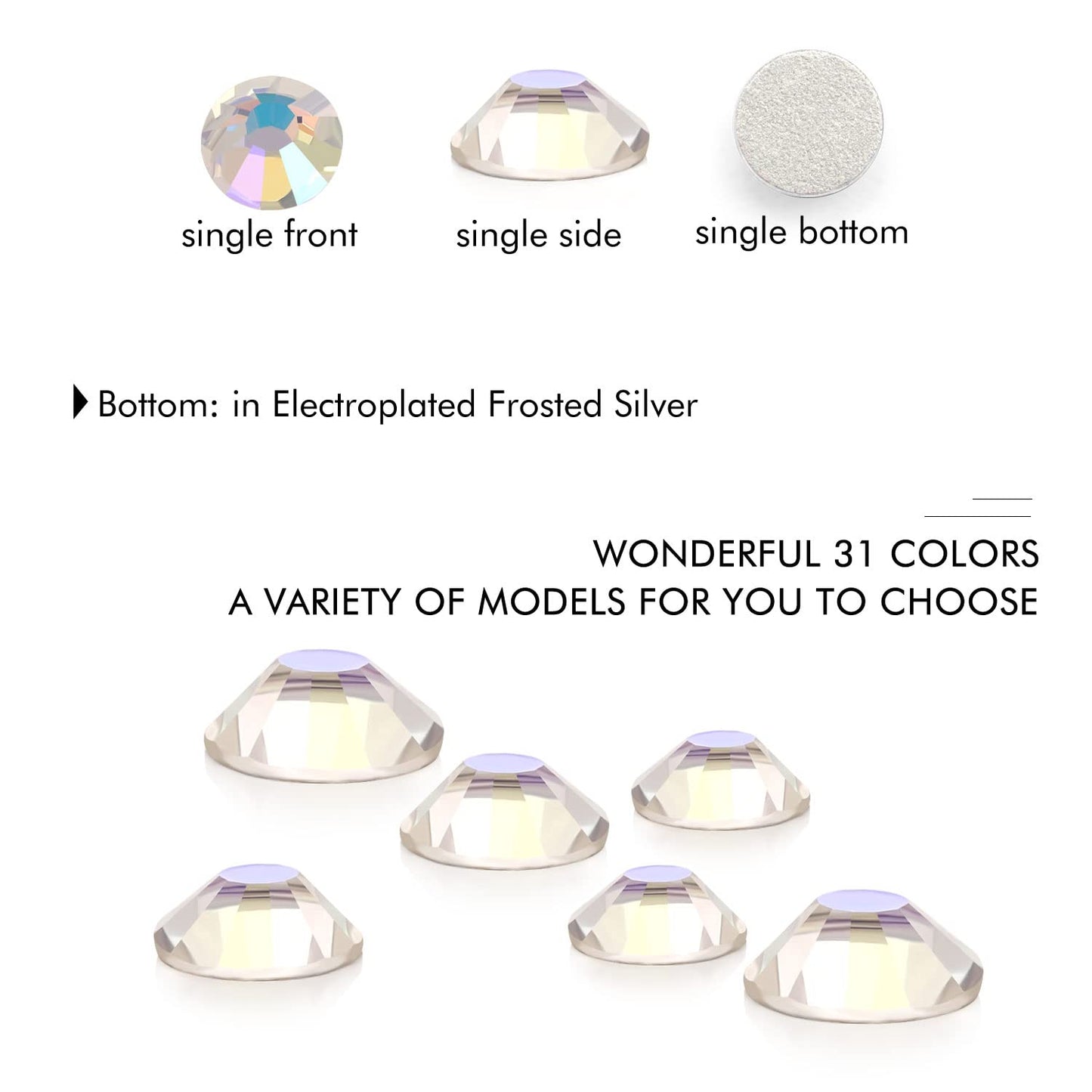 1440Pcs Moonlight Crystal Rhinestones,Glass Flatback Rhinestones Gemstones Small for Nail Face Makeup Art Crafts Clothes Decoration -(SS10,2.8mm,Moonlight)