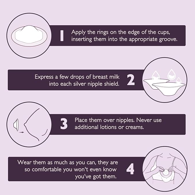 Boboduck The Original Silver Nursing Cups - 925 Silver Nipple Covers Breastfeeding - Protect and Soothe Sore Nipples - Silver Nipple Shield Guards with Soft Silicone Ring (Regular)