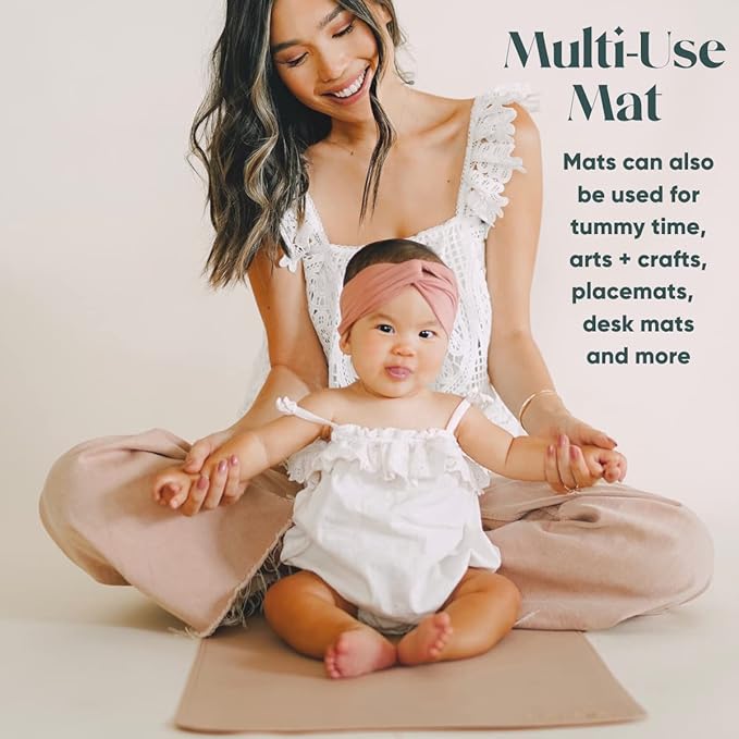 Ava + Oliver Vegan Leather Baby Changing Mat (16 X 30 in) - Multipurpose Wipeable and Portable Diaper Mat - Foldable for Travel (Cream Scallop)