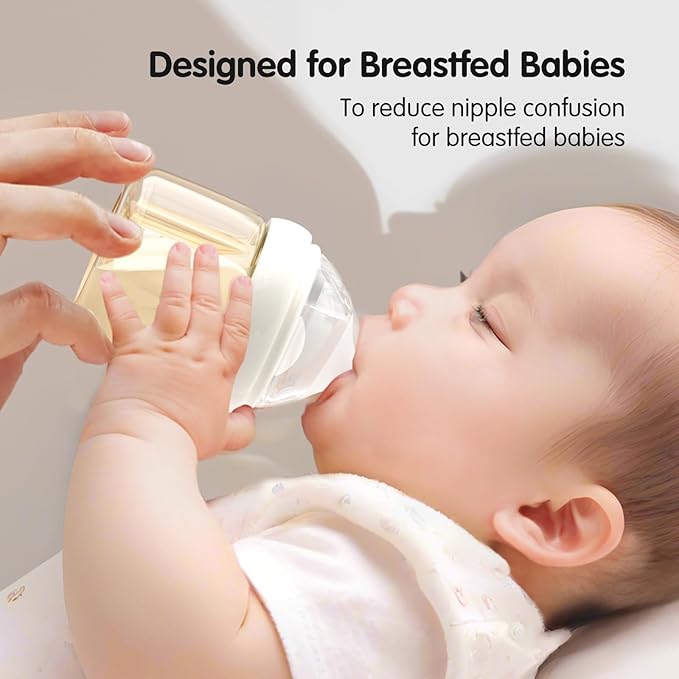 Silicone Bottle Nipples for Natural Baby Bottle, Slow Flow (S), Replacement Bottle Nipple, 1+ Months, 4 Counts