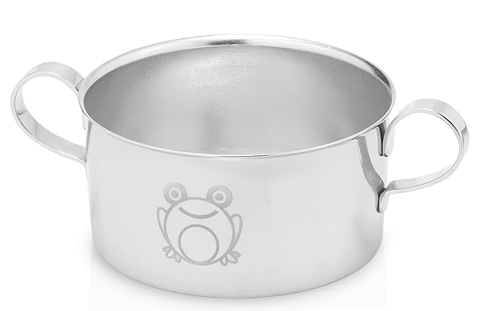 Children's Stainless Steel Bowl with Handles | Adorable Frog Design | Premium 304 (18/8) | 1-Piece | Perfect for Babies, Toddlers & Kids