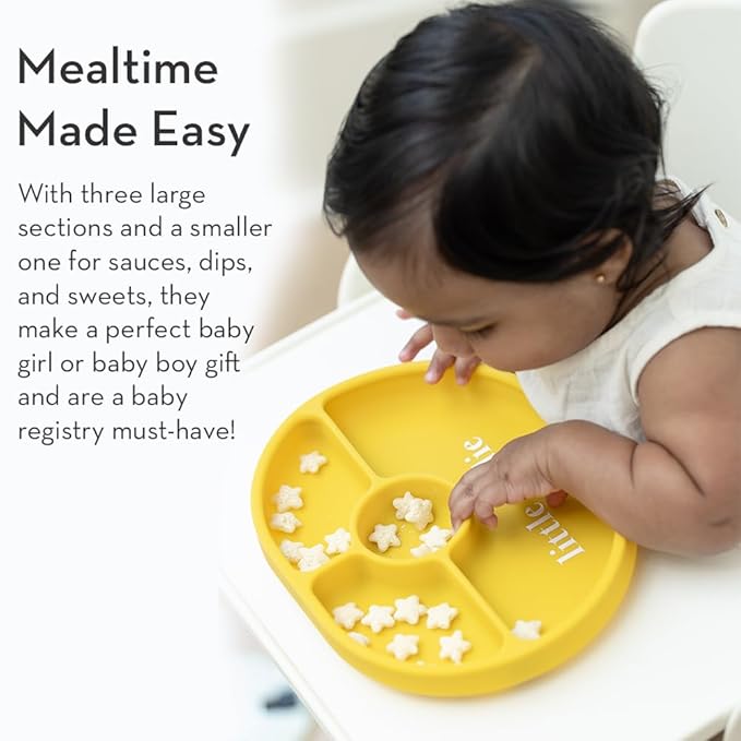 Bella Tunno Suction Plate for Babies & Toddlers, Self-Feeding Dish for Baby Led Weaning, Silicone Divided Plate, Sticks to Highchair Trays & Tables, Microwave & Dishwasher Safe, Fiesta then Siesta