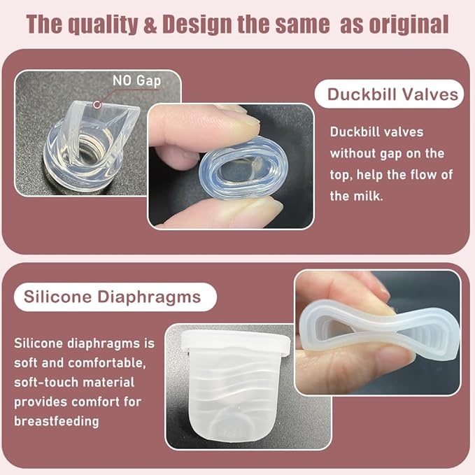 8pcs Duckbill Valves and 2pcs Silicone Diaphragms Compatible with eufy E10/S1/S1 Pro, Lansinoh Discreet Duo/NCVI S32/Nuliie S32/NICEGREEN Life S32/Zooawa S32 Breast Pump Replacement Parts,10 Packs