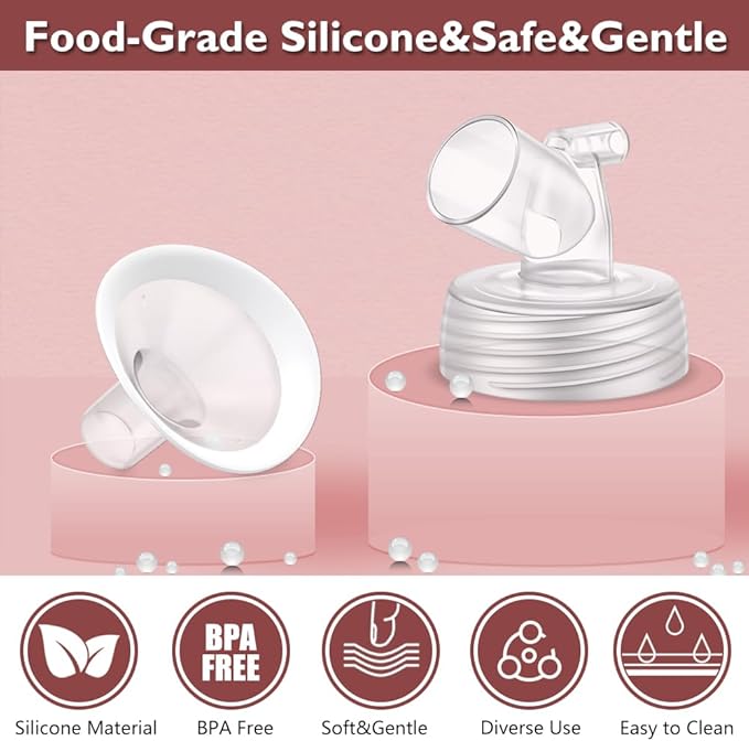 2 Packs 22mm Flange Set, Updated Soft Rim Shield and Wide Mouth Base Connector Pump Parts for Spectra S2 Spectra S1 9 Plus Breastpumps Accessories, 106 Degree Wider Opening Angel