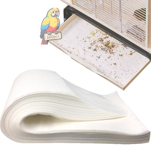 100pcs Bird Cage Liner Papers, 11×20in Big Size Disposable Non-Woven Cage Paper by Lesimnky