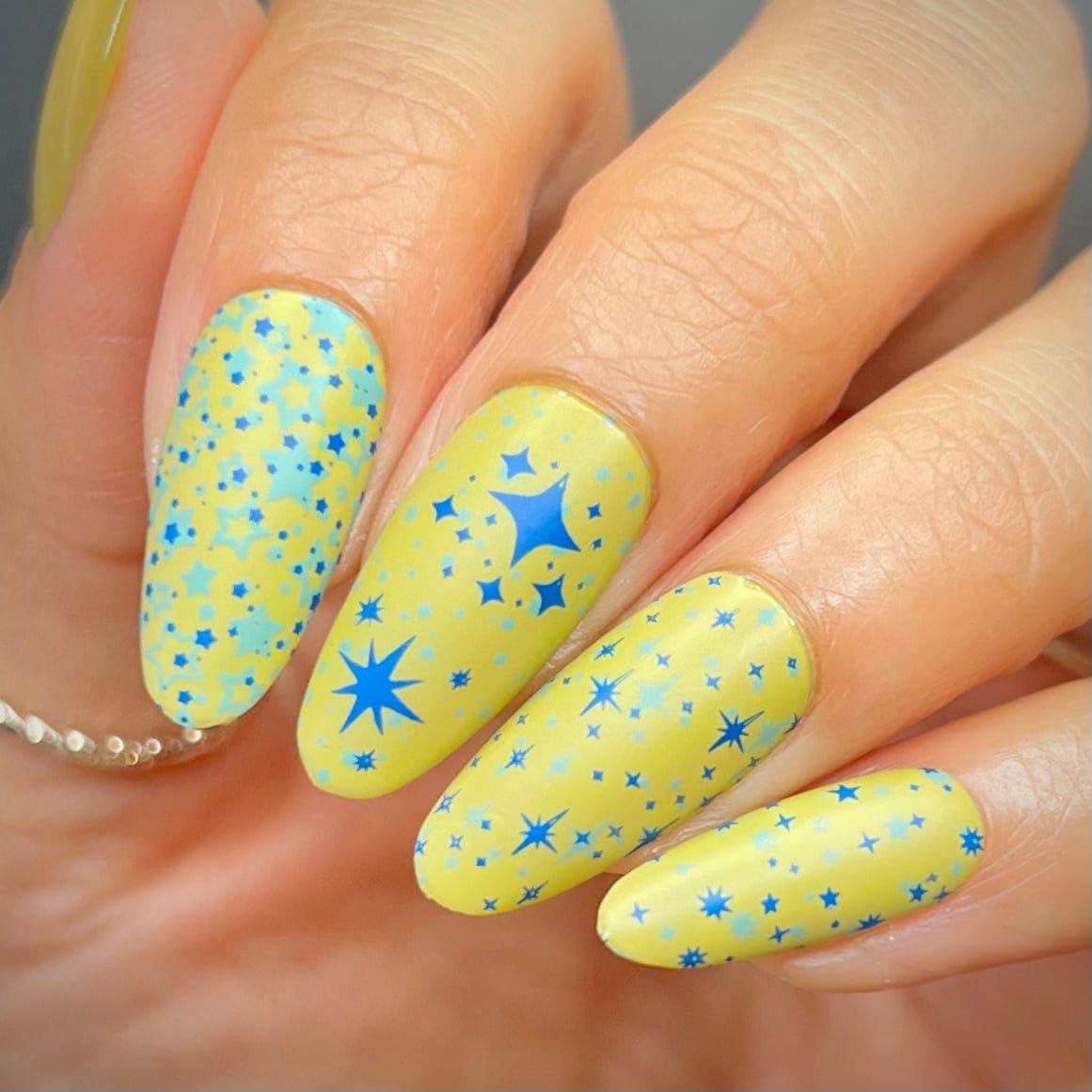 Maniology Shape Nouveau All-Star Nail Stamping Plate | Celestial Stamp Plates, Galaxy Stars Manicure Designs, Constellation Astronomical DIY Patterns - Rectangular, Stainless Steel Nail Art Template