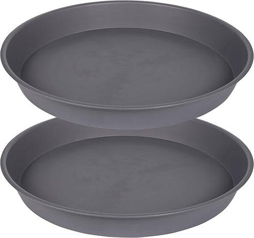 2 Pack of 10 inch Plant Saucer Gray, Heavy Duty Plastic Plant Saucer 10 inch by Bleuhome