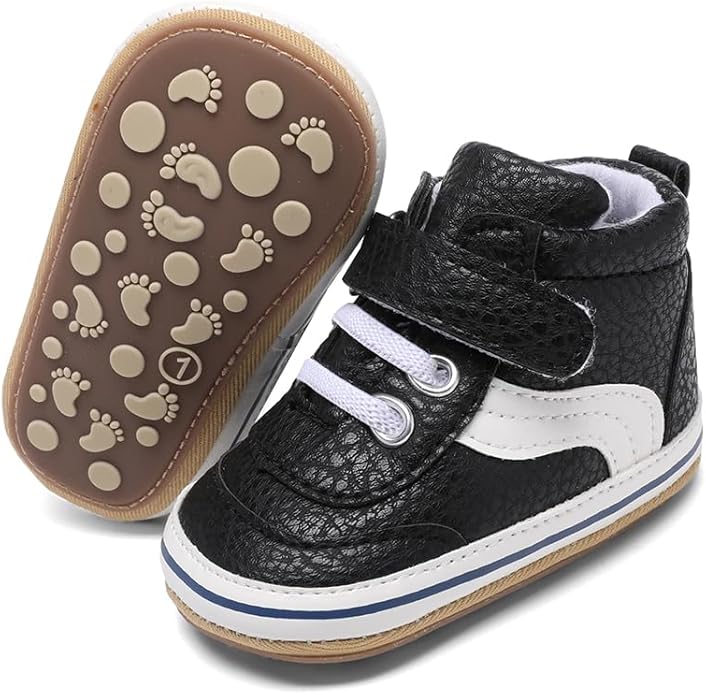 Clowora Baby Boys Girls Shoes Non-Slip Rubber Sole Sneakers Infant First Walking Toddler Crib Shoes Newborn Loafers Flats.