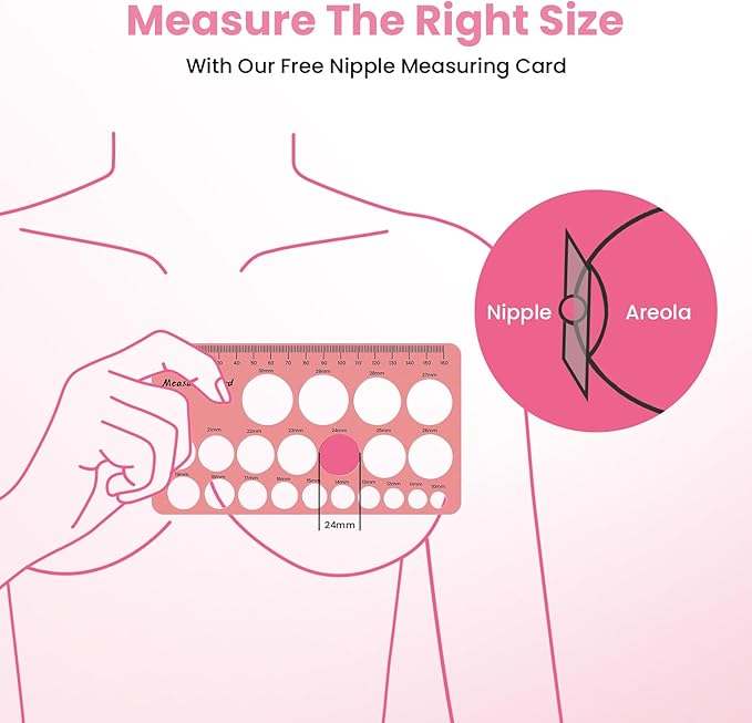 Flange Inserts 17mm(8PCS) & Nipple Ruler & Cleaning Brush, 3 in 1 Flange Sizing Kit, Silicone Flange Insert Kit for 24mm Most Pumps, Breast Pump Replacement Accessories