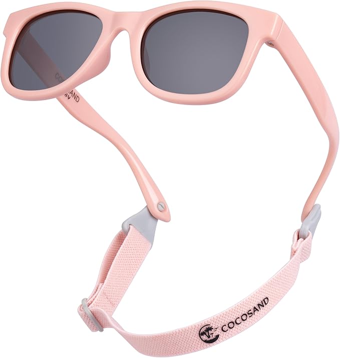 COCOSAND Flexible Baby Sunglasses with Strap Polarized UV Protection for Toddler Infant Newborn Boy Girl Age 0-24 Months