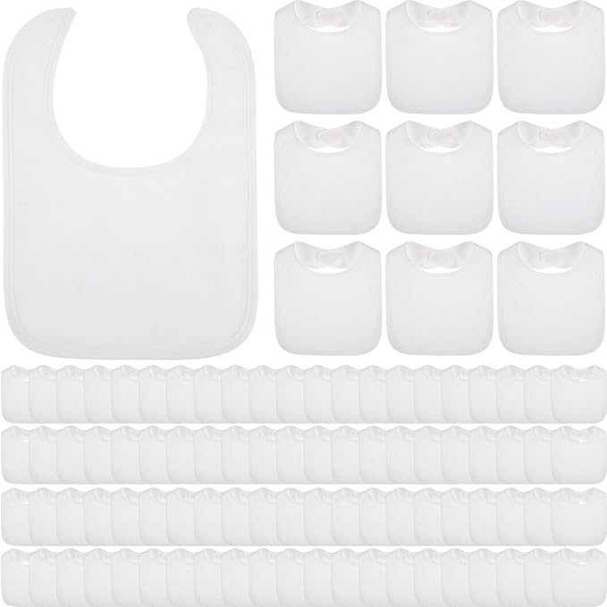 Toulite 40 Pcs White Bibs for Baby Washable Reusable Waterproof Cotton Feeder Bibs with Double Sided Design for Baby Shower Activity and Gifts