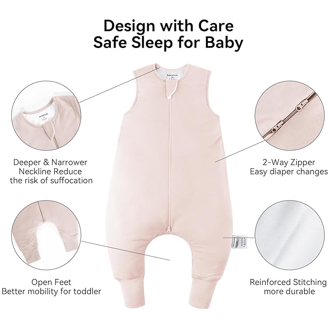 BubblePanda Rayon Made from Bamboo Toddler Sleep Sack with Feet 12-24 Months 0.5 Tog Ultra Soft Toddler Sleeping Sack 1t-2t Baby Sleep Bag Walker Wearable Blanket with Legs 2-Way Zipper Lightweight