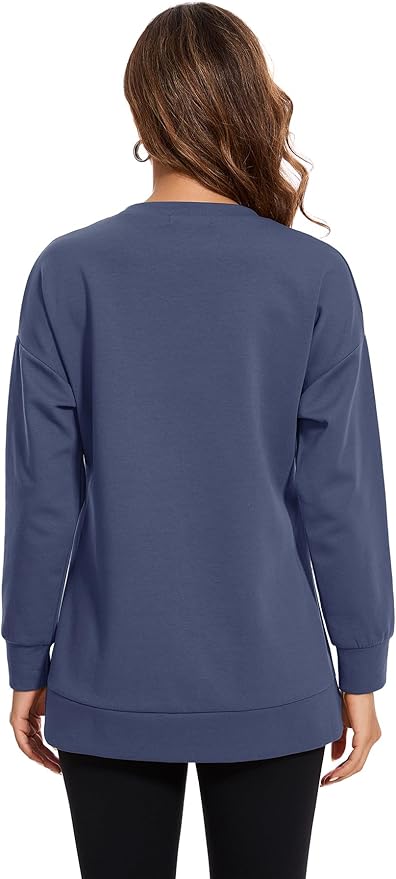Smallshow Women's Nursing Tops Sweatshirt Long Sleeve Side Split Breastfeeding Shirt
