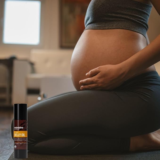 Mambino Organics Oh Baby! Belly Oil for Pregnant Women, Organic Stretch Mark Oil for Pregnancy, Postpartum Skin Elasticity, Hydration, Tamanu, Shea Butter, Calendula, Vegan, Non-GMO, 4 fl oz, 2-Pack
