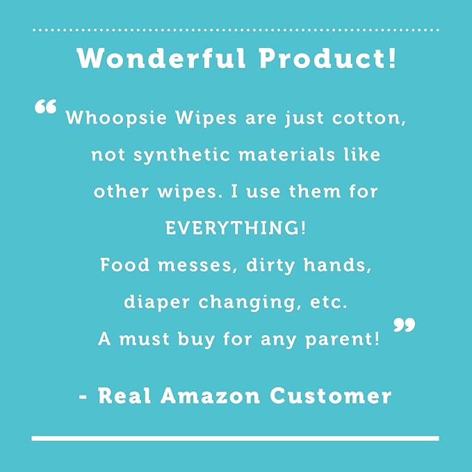 Whoopsie Wipes – The Original 100% Pure Cotton Dry Baby Wipes – Ultra Soft, Unscented, Chemical-Free Wipes for Sensitive Skin – Use Dry or Add Water for Wet Wipes – 12 Packs (1200 Count)