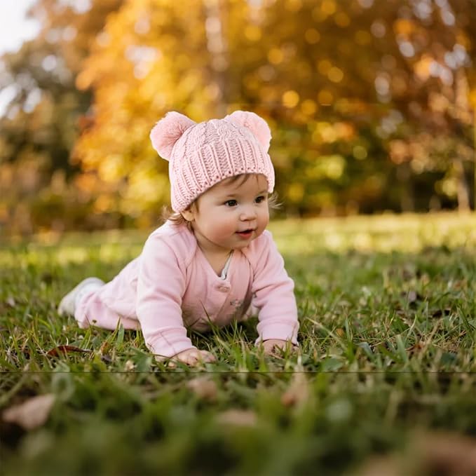 Yuoahcn Baby Girl Beanie Winter Baby Boy Hat with Pom pom Warm Infant Knitted Hats Toddler Kid Beanies