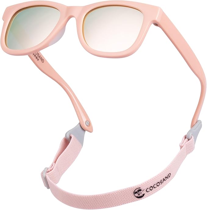 COCOSAND Flexible Baby Sunglasses with Strap Polarized UV Protection for Toddler Infant Newborn Boy Girl Age 0-24 Months