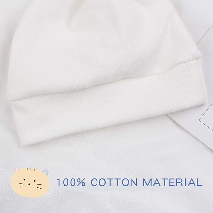 JANGANNSA Newborn Baby Hat Infant Baby Boys Beanie Top Knot Stretchy Hats for Girls 100% Organic Cotton