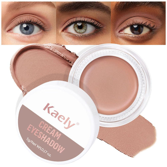 Kaely Single Cream Eyeshadow Pot, Nude Brown Matte Eye Shadow for Older Women High Pigmented Waterproof, Natural Eyeshadow Palette Makeup Brightener, sombras en crema para ojos, Blendable, R03