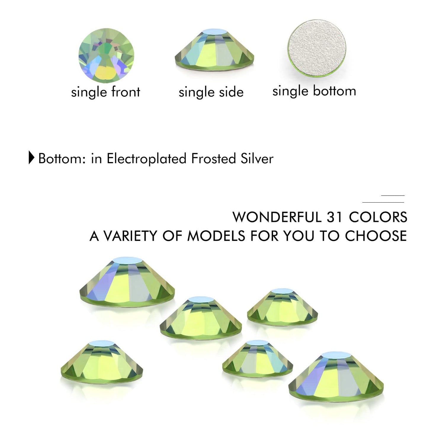 1440Pcs Light-green Ab Crystal Rhinestones,Glass Flatback Rhinestones Gemstones for Nail Face Makeup Art Crafts Clothes Decoration -(SS12,3.0mm,Light-green Ab)