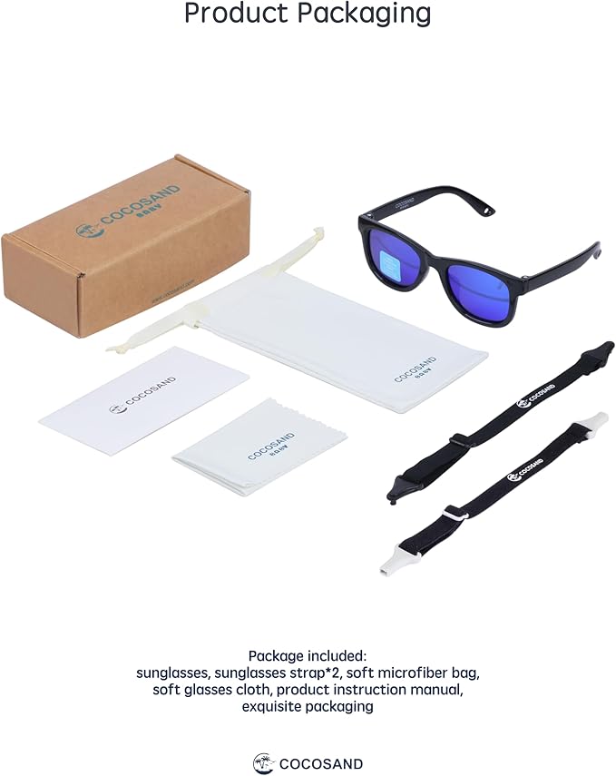 COCOSAND Flexible Baby Sunglasses with Strap Polarized UV Protection for Toddler Infant Newborn Boy Girl Age 0-24 Months