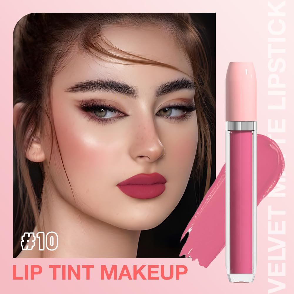 BINGBRUSH Super Matte Longwear No-Budge Stay On Smudge Proof Liquid Lipstick Long Lasting Makeup for Women,Highly Pigmented Color and Instant Shine, Cheeky