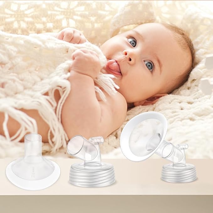 2 Packs 26mm Flange Set, Updated Soft Rim Shield and Wide Mouth Base Connector Pump Parts for Spectra S2 Spectra S1 9 Plus Breastpumps Accessories, 106 Degree Wider Opening Angel