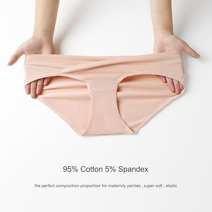 Angelhood 6 Pack Womens Cotton Maternity Underwear,Healthy Maternity Pregnancy Panties Postpartum Mother Under Bump Underwear