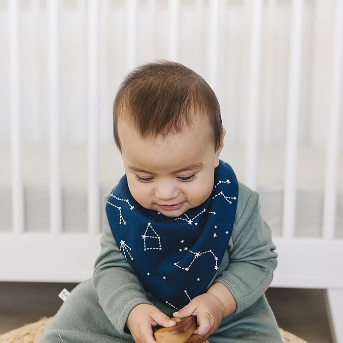Woolino Merino Wool Baby Bibs - Highly Absorbent Bandana Bib with Cotton Outer Layer and Merino Wool Inner Layer - Pack of 2