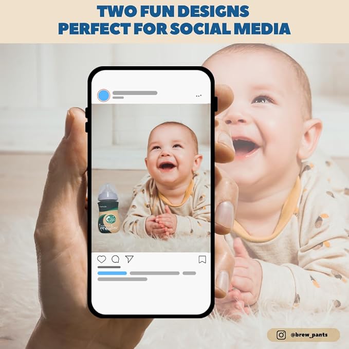 Coffee Themed Coozies for Baby Bottles - Funny Gift for New Parents & Baby Showers - (2 Premium Designed Neoprene Coozies + BPA/Lead/Phthalate Free Bottle Included) (Design 2)