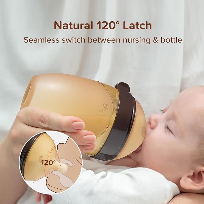 Thyseed Silicone Natural Breast-Like Bottle with Nipple(0-3 Months),8oz，1pack