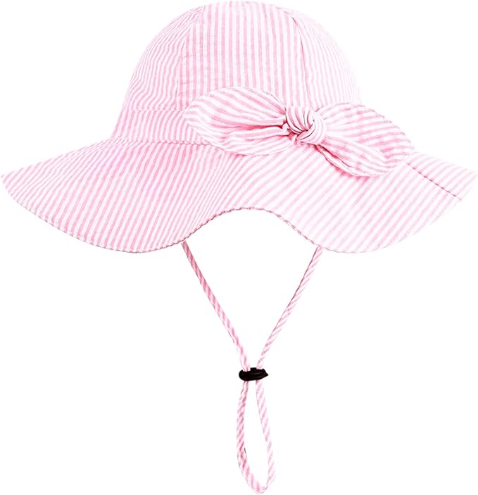 Baby Girl Sun Hat with UPF 50+ Outdoor Adjustable Beach Hat with Wide Brim Bucket Hats