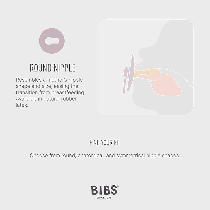 BIBS Pacifiers Colour Collection | Natural Rubber Baby Pacifier | Round Nipple | Set of 2 BPA-Free Soothers | Made in Denmark | 6+ Months (Pack of 2) | Sage