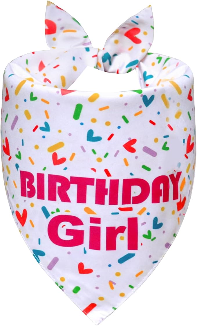 Dog Birthday Bandana Girl for Small Dogs, Reversible 2 Patterns in 1, Puppy by WoffBow
