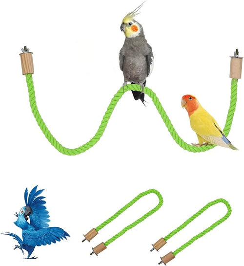 2 Pack Bird Rope Swing Chewing Toy, Hemp Perch Swing, Cage Standing Climbing by Dnoifne