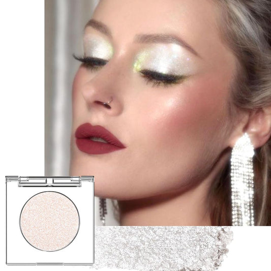 Beige White Monochrome Shimmer Eyeshadow Palette Makeup,Long Lasting Naturing-Looking Lightweight Glitter Single Eyeshadow,Neutral Powde Eye Shadow for Older Women