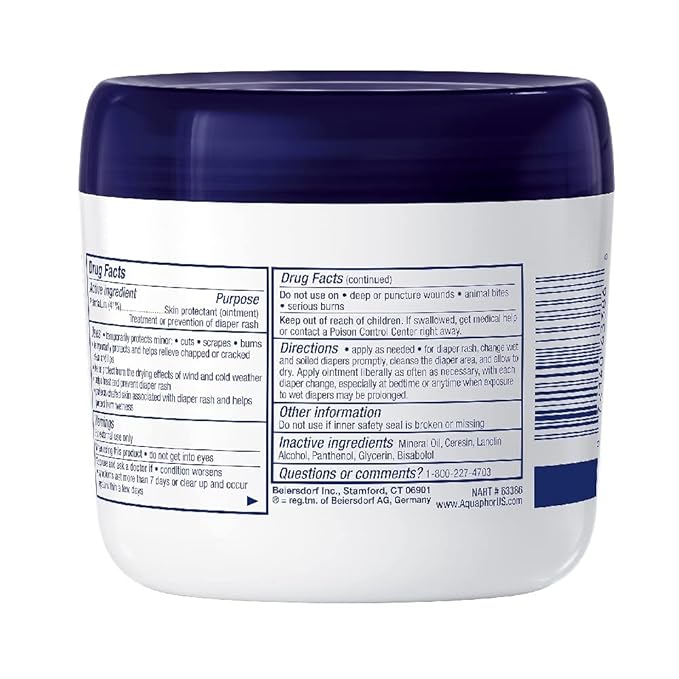Aquaphor Baby Healing Ointment Advanced Therapy Skin Protectant for Chapped or Dry Skin, Drool Rash and Diaper Rash Ointment, 14 Oz Jar