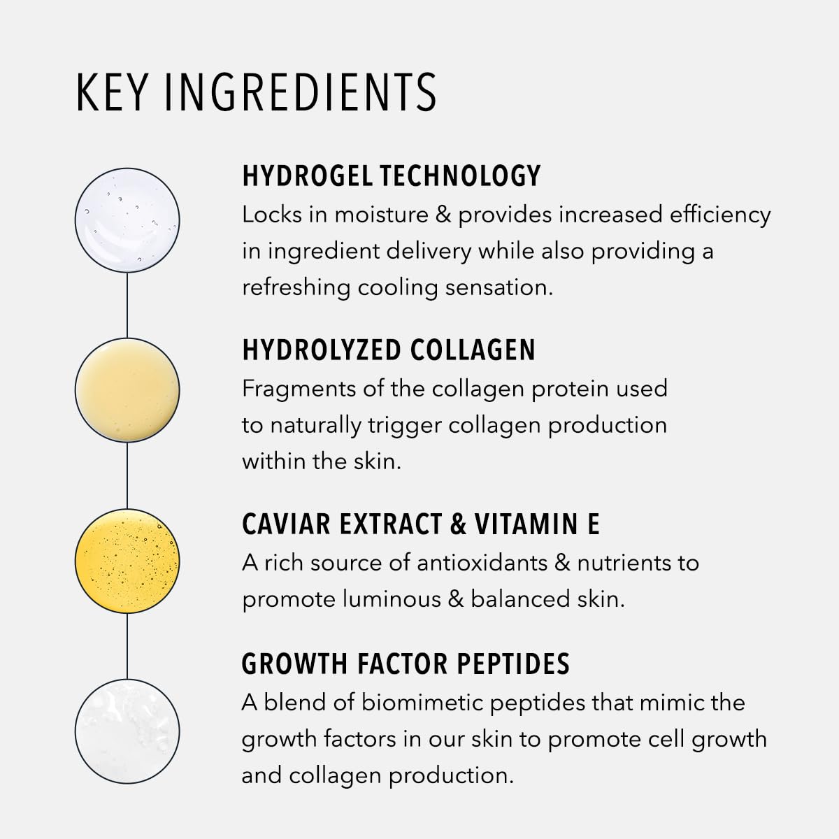 Hydropeptide Polypeptide Collagel+ Plus Face Mask, Line Lifting Hydrogel Peptide Facial Treatments, 4 Count