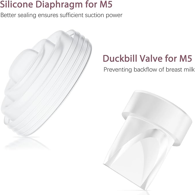4 Pack Replacement Parts for Momcozy M5 Breast Pump, Replace to Mom Cozy M5 Duckbill Valve Diaphgram, Breastfeeding Essential Accessories