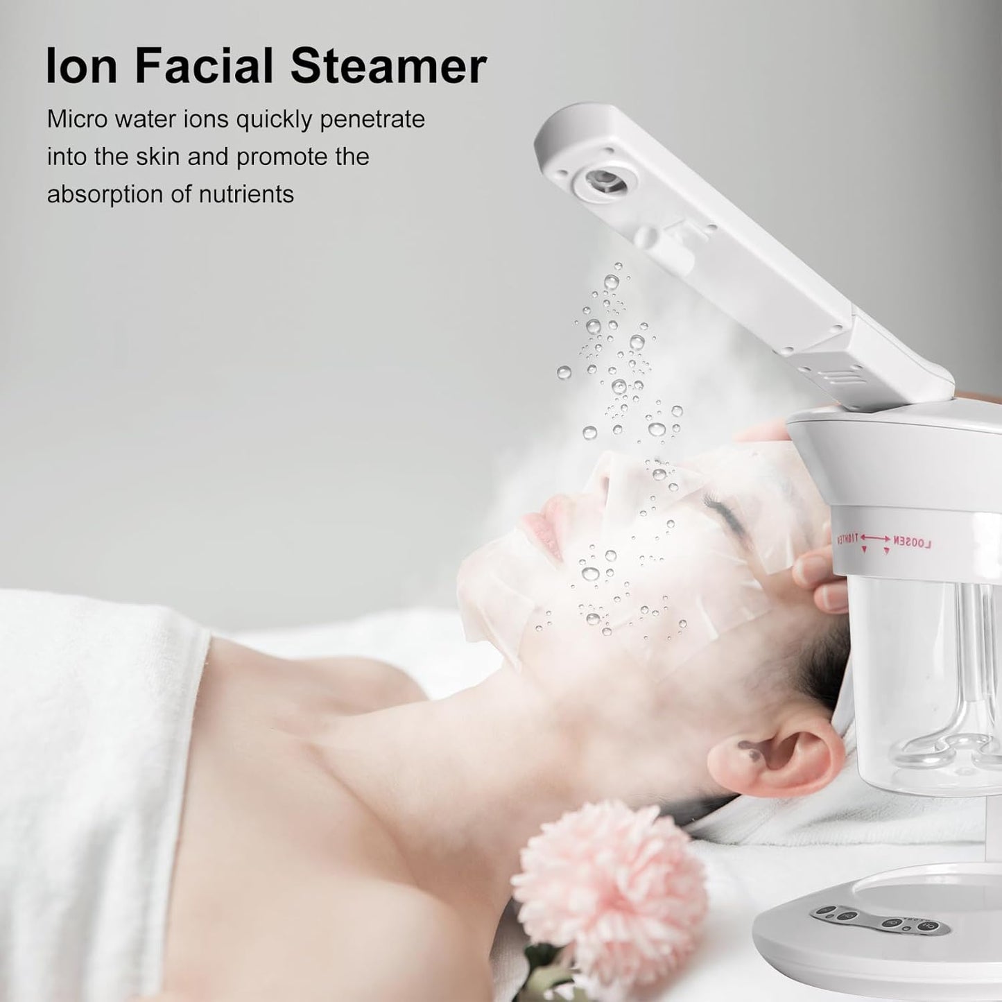 Hair Steamer, 2 in 1 Hair and Face Steamer for Natural Hair with UV Ozone, Hair Humidifier Moisturising Hydration System Sprayer for Personal Care Use at Home Salon and Salon SPA White