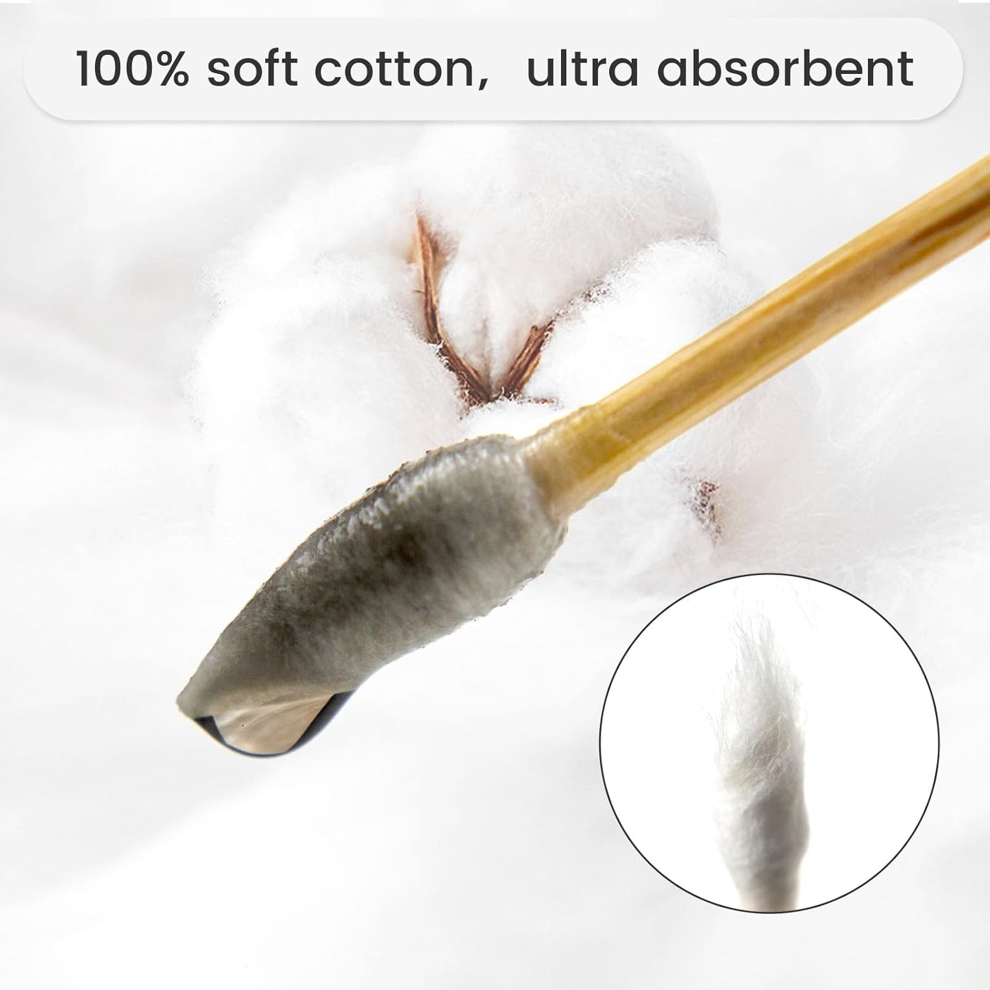 1000 PCS 6-Inch Precision Gun Cleaning Swabs - Lint-Free Bamboo-Handle Cotton Swabs for Gun Cleaning, Makeup & Electronics