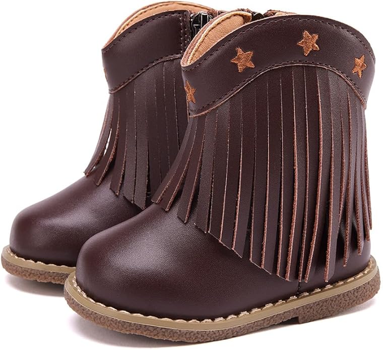 BMCiTYBM Baby Cowboy Cowgirl Boots Infant Western Shoes Boys Girls Round Toe Boots All Seasons 6-24 Months