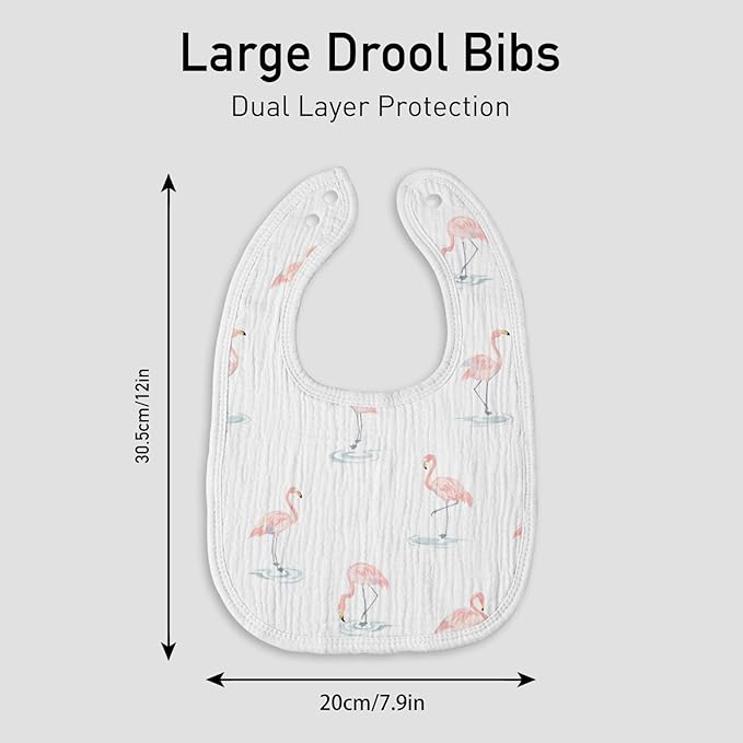 Muslin Baby Drool Bibs for Unisex Boys Girls, 10 Pack Soft Cotton Baby Bib for Teething Drooling, Essentials Shower Gift (10, Light Pink)