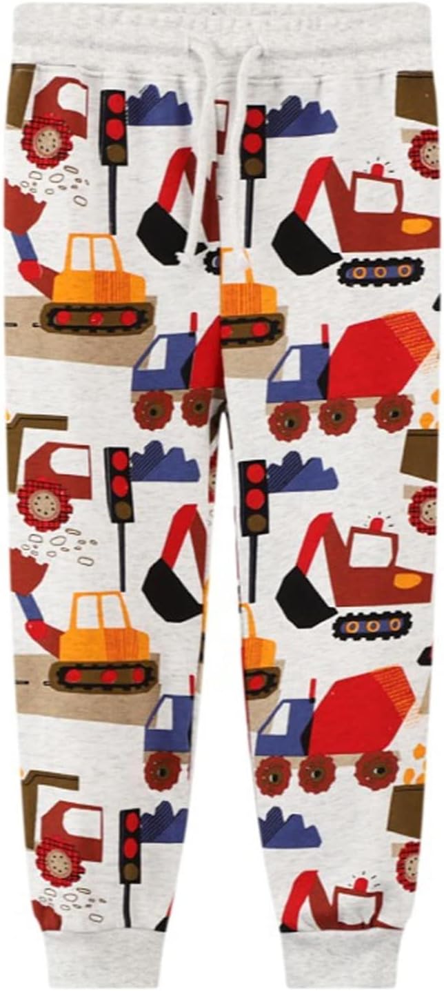 LOKTARC 2 Pack Boys Drawstring Sweatpants Cute Pattern Cotton Sport Jogger Pants