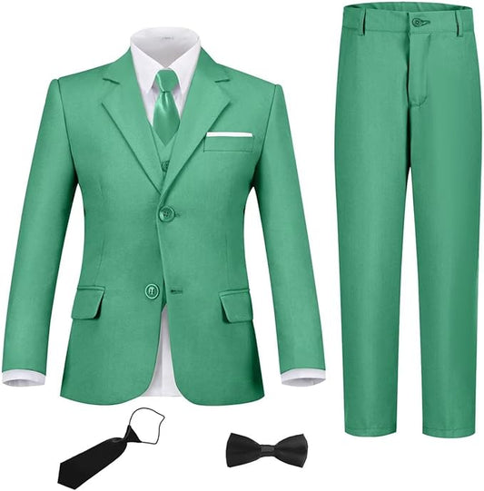 Boys Suit Set Slim Fit Kids Formal Suits Toddler Tuxedo Wedding Prom Classic Suits for Boy Teen Black Blue Dress Outfit