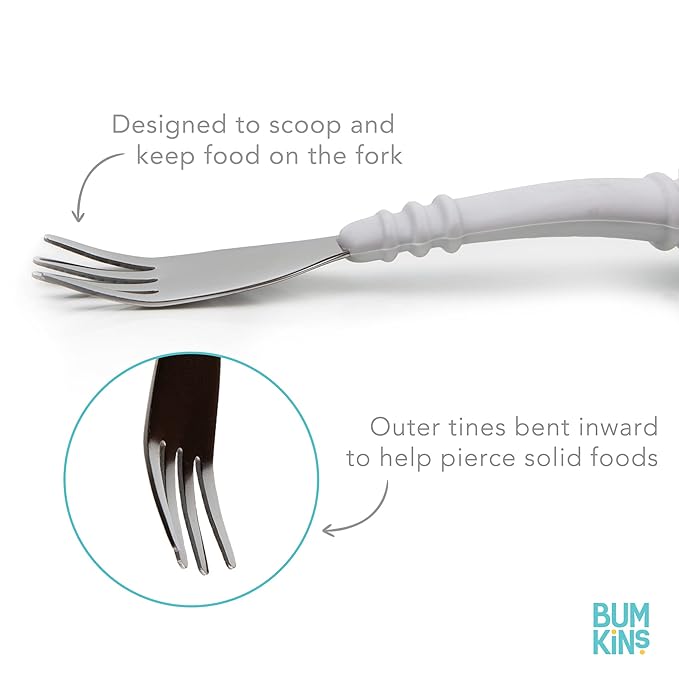 Bumkins Disney Toddler Utensils, Kids Size Fork and Spoon Set, Silicone and Stainless-Steel Training Silverware, Fork / Spork for Self-Feeding, Children Learning to Eat, 18 Mos Up, Mickey Mouse